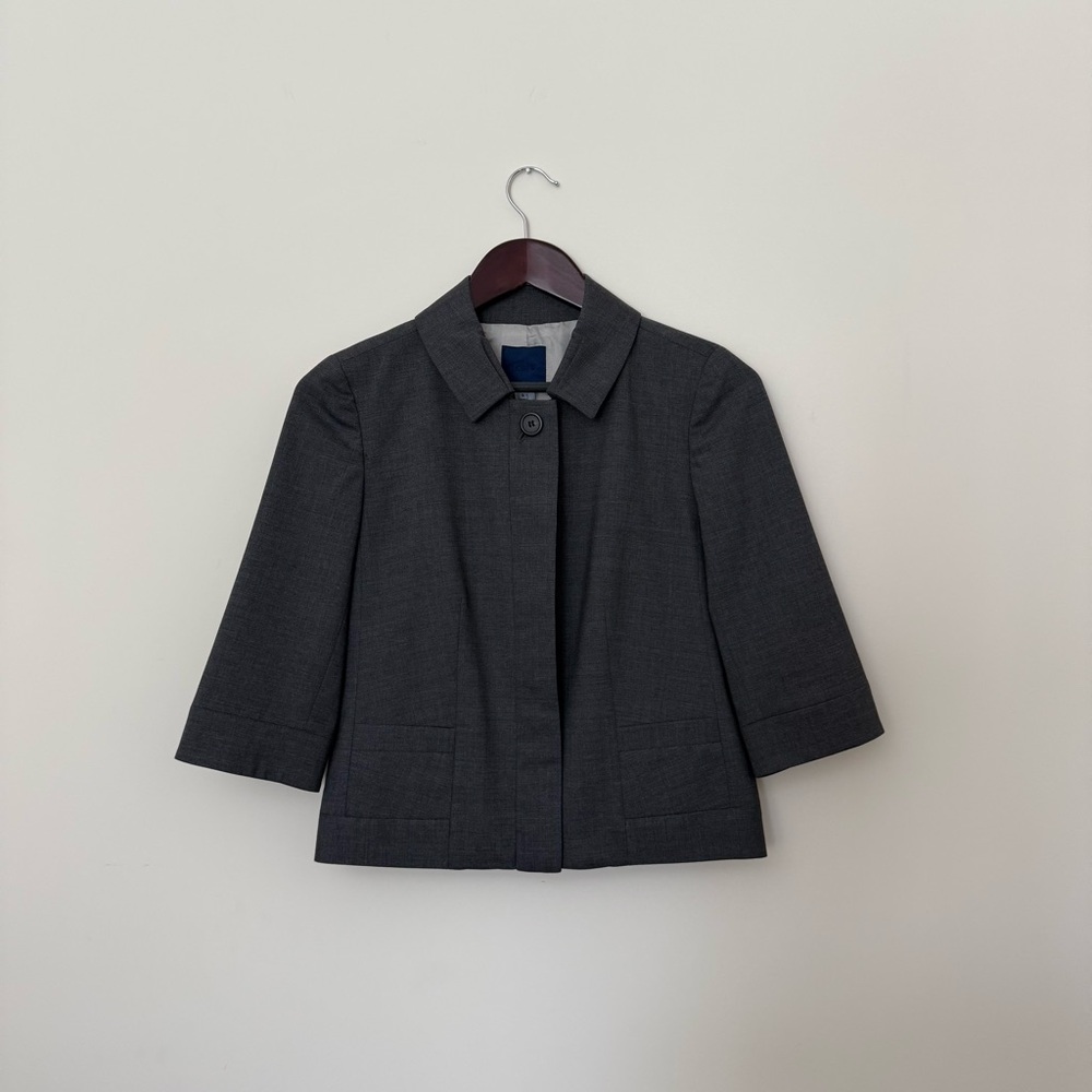 Women's Gray Jacket J. Crew Size 2 Wool Blend Bracelet Sleeve